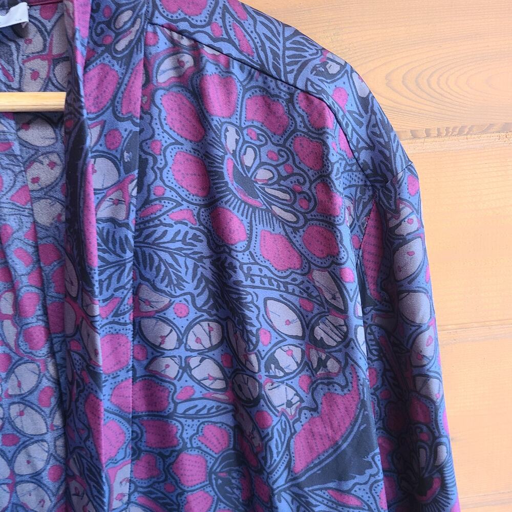 Jac & Jack Lettie Silk Floral Kimono Robe Burgundy Boho Gothic 14 Dark Academia - Picture 5 of 8